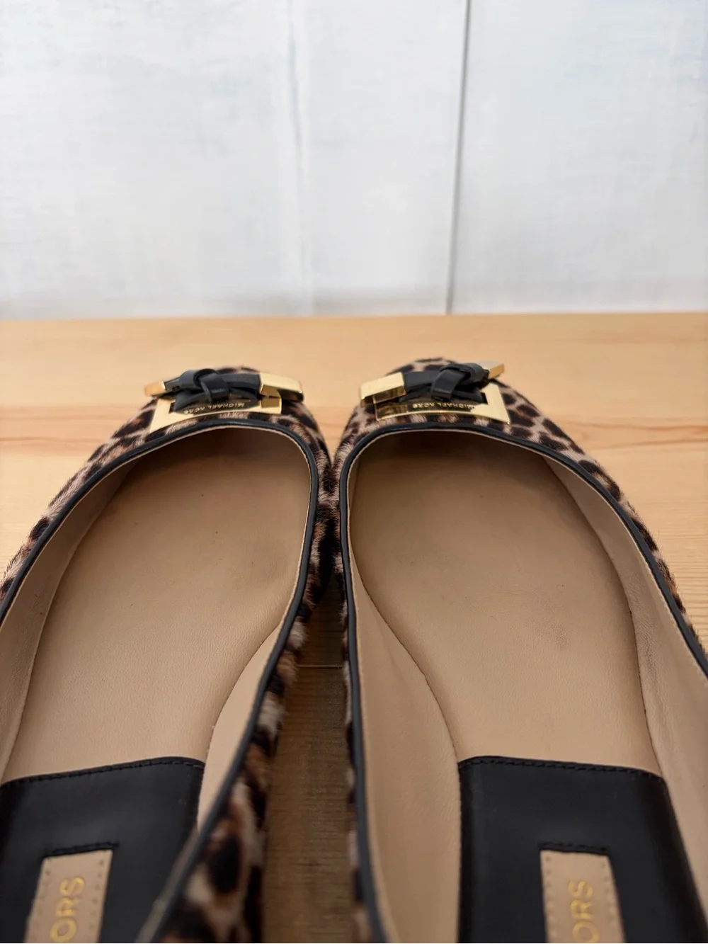 Michael Kors Leopard-Print Ballet Flats with Gold Hardware